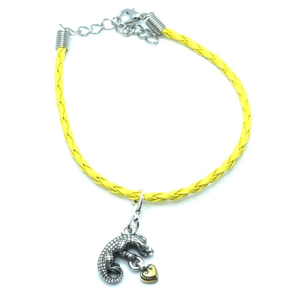 Brighton Crocodile Florida Charm + Non-Brand Yellow Leather Bracelet 8-9in
